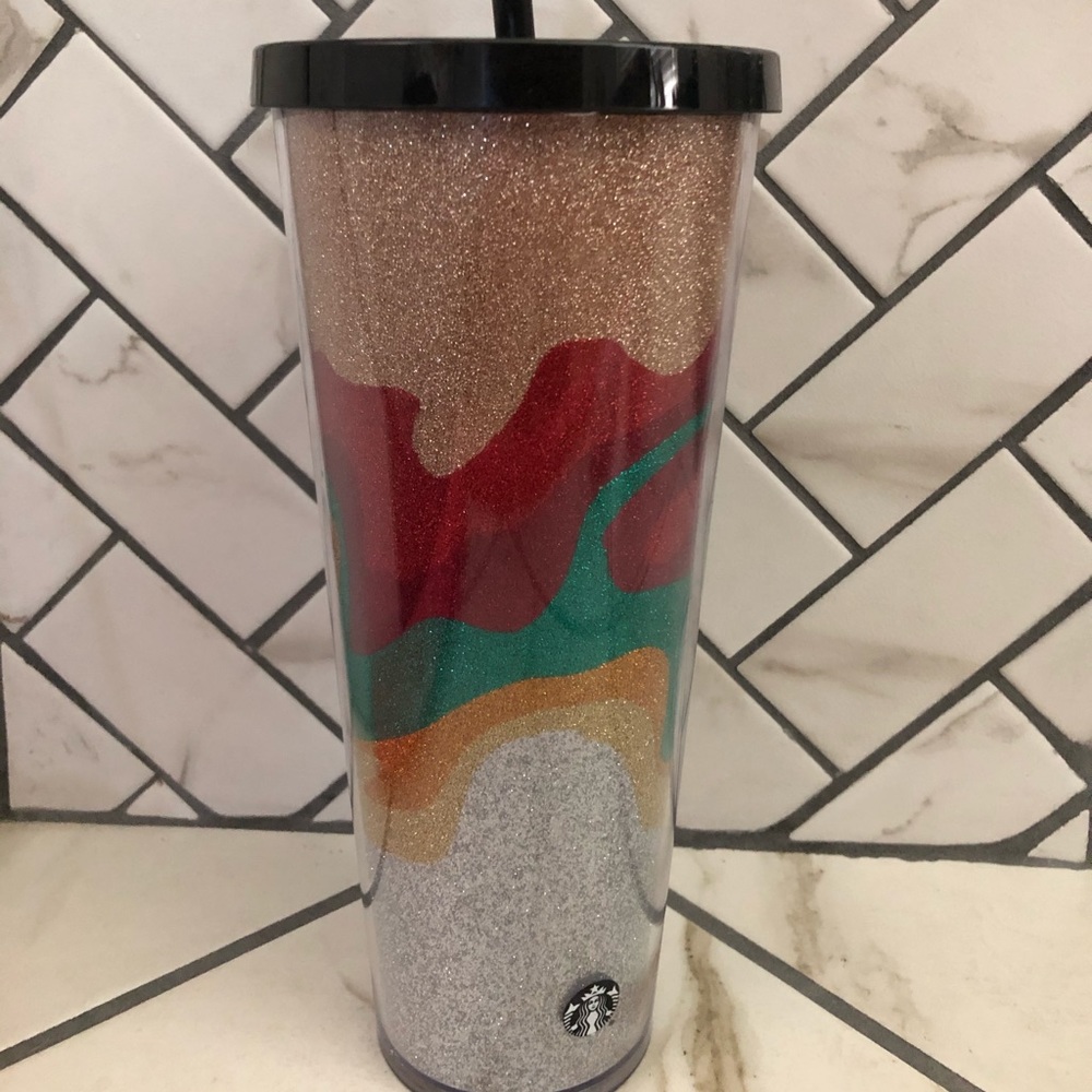 Starbucks 2018 Holiday Flow Glitter Cold Cup